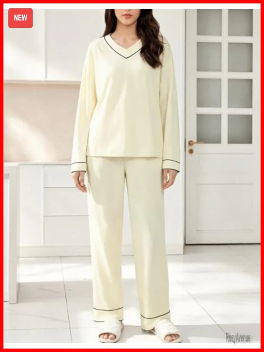 Long Sleeve Pajama Set with Pockets 2 Piece Lounge Set